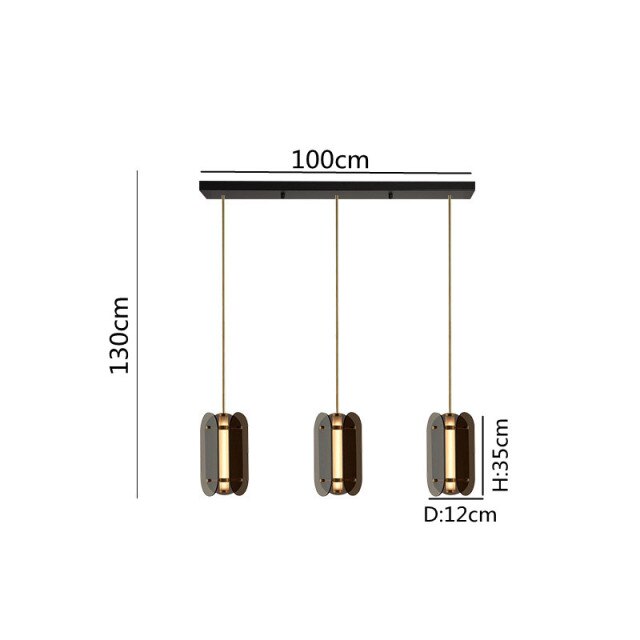 Suspension moderne avec abat-jour en verre teinté Rahki