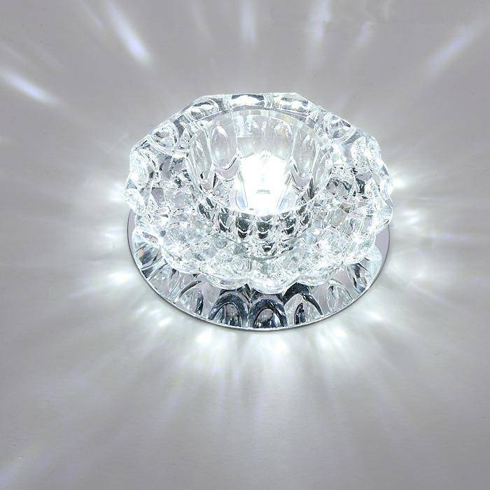 Plafonnier LED en cristal et mirroir - vue 4 sur 5