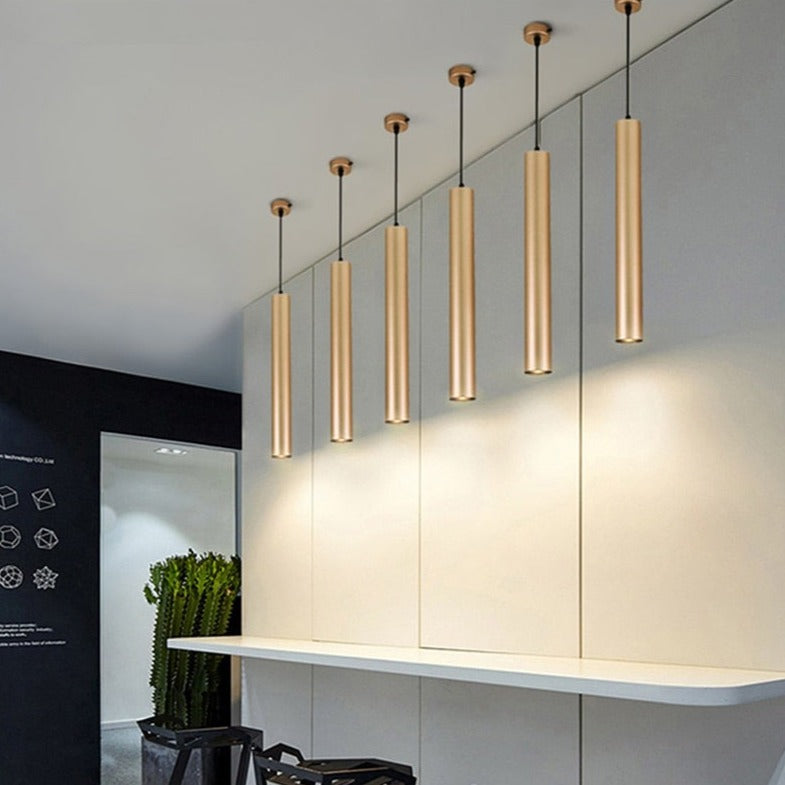 Suspension moderne LED minimaliste et dorée Melania