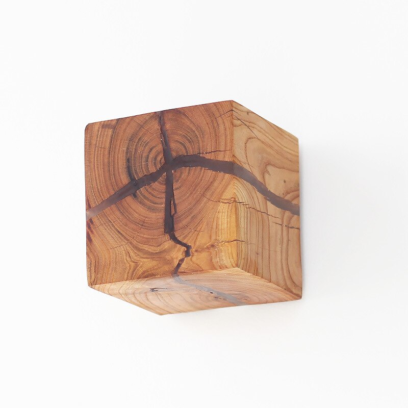 Applique murale scandinave LED cube en bois Lymena