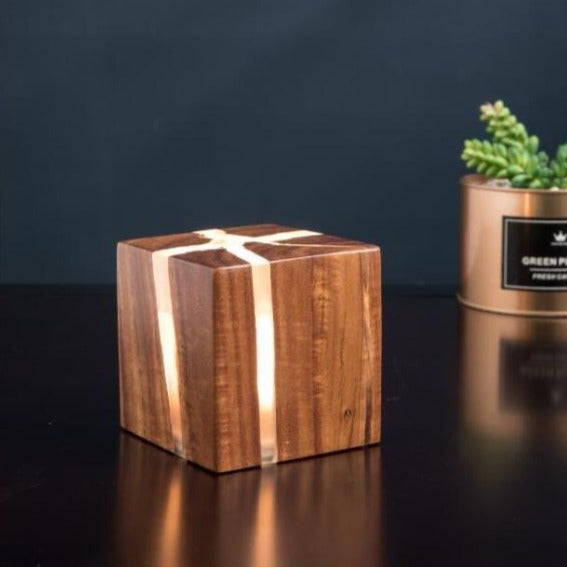 Applique murale scandinave LED cube en bois Lymena - vue 3 sur 6