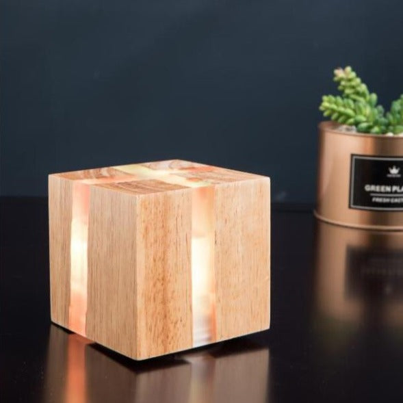 Applique murale scandinave LED cube en bois Lymena