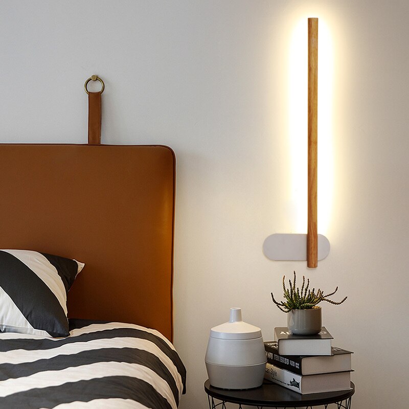 Applique murale scandinave LED rectangulaire en bois Amane - vue 3 sur 9