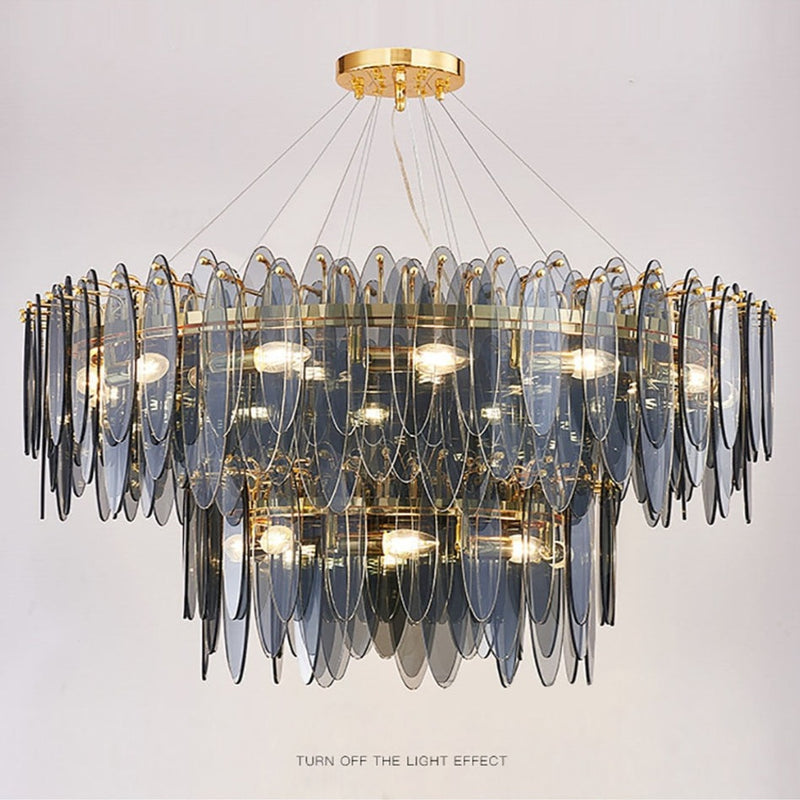Lustre moderne avec lames en verre luxury Valentina