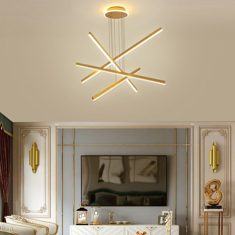 Lustre moderne LED en forme d'étoile métallique doré Alaikari - vue 7 sur 11