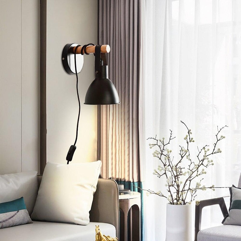 Applique murale industrielle LED avec abat-jour conique noir Nofti