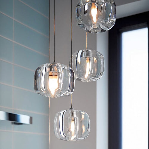 Suspension moderne LED forme de glaçon en cristal coloré Lua