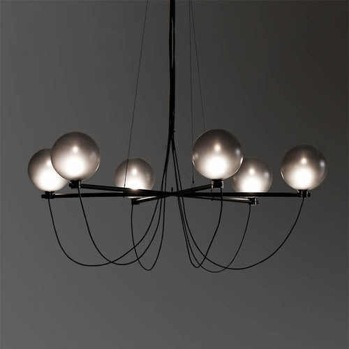 Lustre moderne avec globes en verre gris fumé Lujan - vue 2 sur 6
