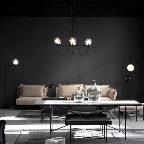 Lustre moderne avec globes en verre gris fumé Lujan - vue 4 sur 6