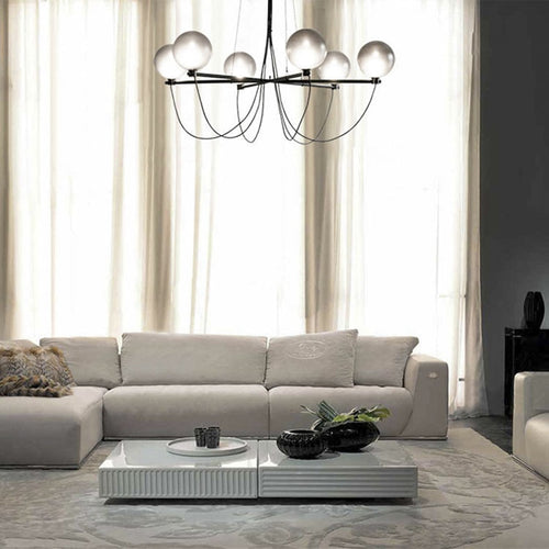 Lustre moderne avec globes en verre gris fumé Lujan - vue 6 sur 6