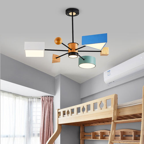 Moderner LED-Kronleuchter mit farbigem geometrischem Lampenschirm Fresia - vue 2 sur 5