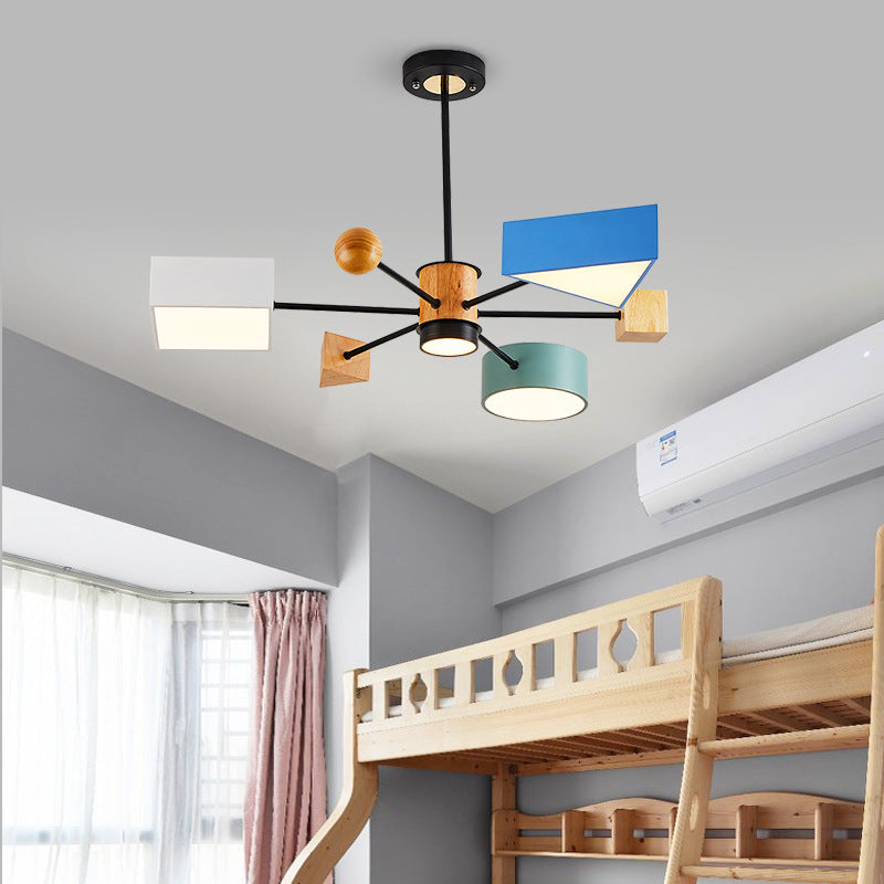 Moderner LED-Kronleuchter mit farbigem geometrischem Lampenschirm Fresia - vue 2 sur 5