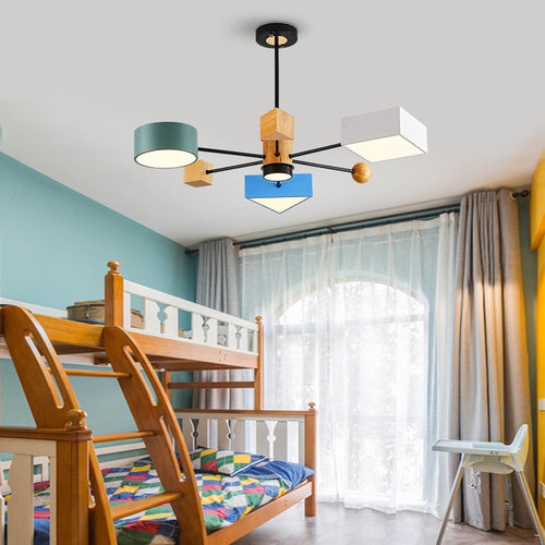 Moderner LED-Kronleuchter mit farbigem geometrischem Lampenschirm Fresia - vue 4 sur 5