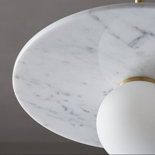 Suspension design avec abat-jour plat en marbre Gianna - vue 7 sur 12