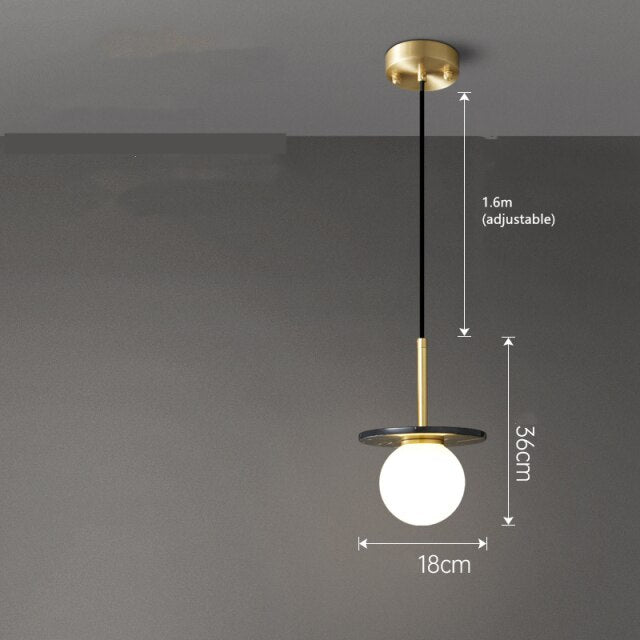 Suspension design avec abat-jour plat en marbre Gianna - vue 7 sur 12