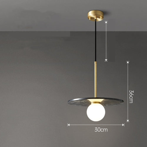 Suspension design avec abat-jour plat en marbre Gianna - vue 9 sur 12