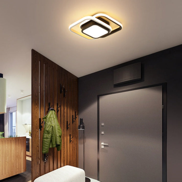 Plafonnier moderne LED anneaux ou rectangles bicolores Denver