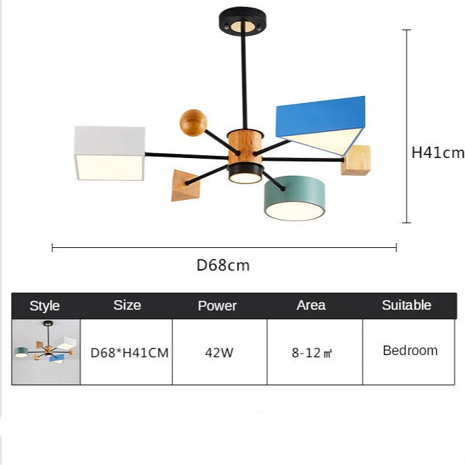 Moderner LED-Kronleuchter mit farbigem geometrischem Lampenschirm Fresia - vue 5 sur 5