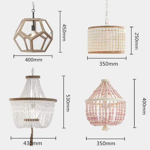 Lustre scandinave style corbeille avec perles enfilées Brunissende
