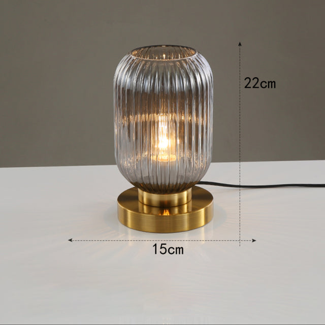 Zylindrische Tischlampe aus farbigem Glas mit goldener Basis Quinn - vue 10 sur 13