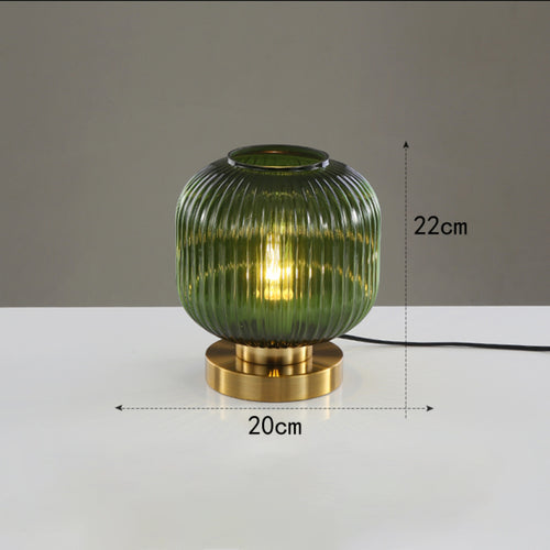 Zylindrische Tischlampe aus farbigem Glas mit goldener Basis Quinn - vue 10 sur 13