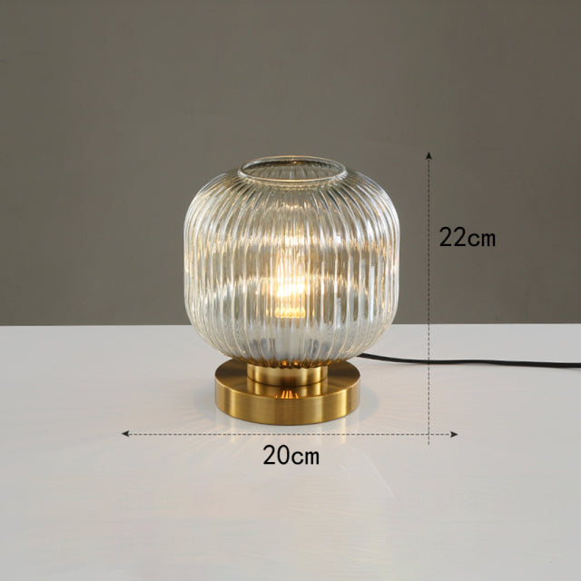 Zylindrische Tischlampe aus farbigem Glas mit goldener Basis Quinn - vue 11 sur 13