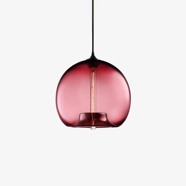 Suspension design à LED avec boule en verre de couleur - vue 7 sur 10