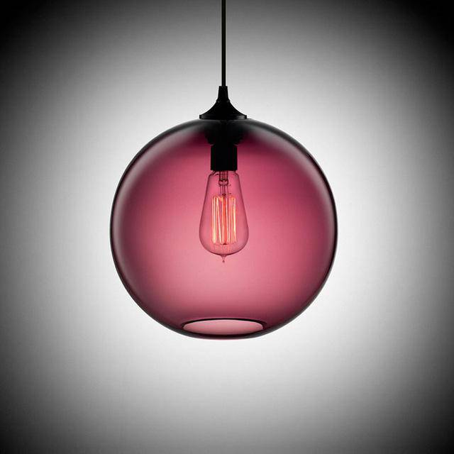 Suspension design en boule de verre (plusieurs couleurs)