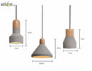Skandinavische Pendelleuchte aus Holz und Zement Loft