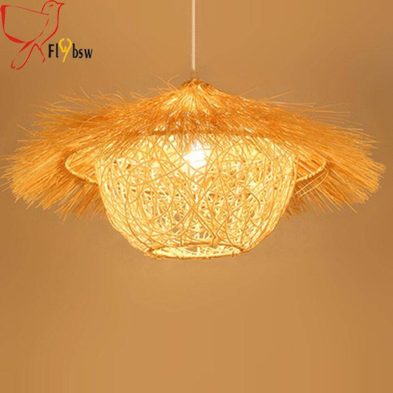 Suspension conique en rotin bambou