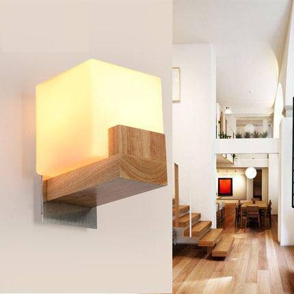 Applique murale LED en bois cubique - vue 3 sur 2