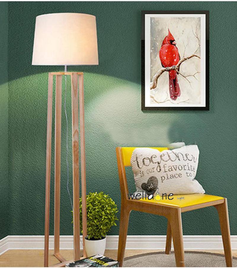 Lampadaire style japonais avec pieds en bois et abat-jour Nordic - vue 6 sur 6