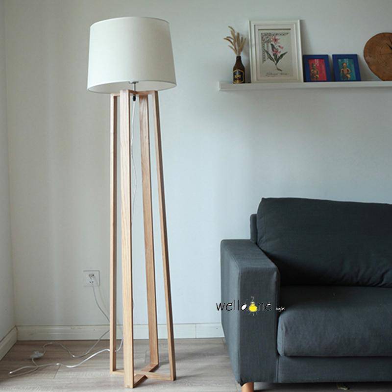 Lampadaire style japonais avec pieds en bois et abat-jour Nordic - vue 5 sur 6