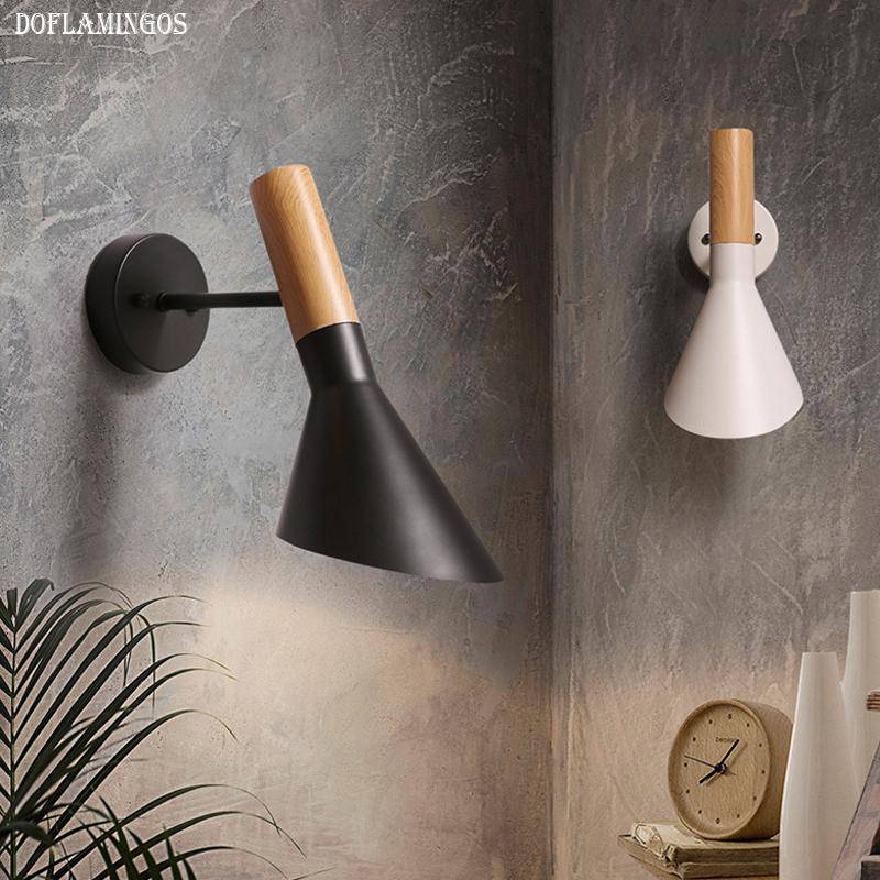 Applique murale design en bois et métal (noir ou blanc)
