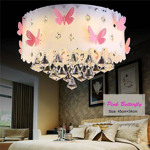 Plafonnier en cristal à LED avec papillons - vue 3 sur 4