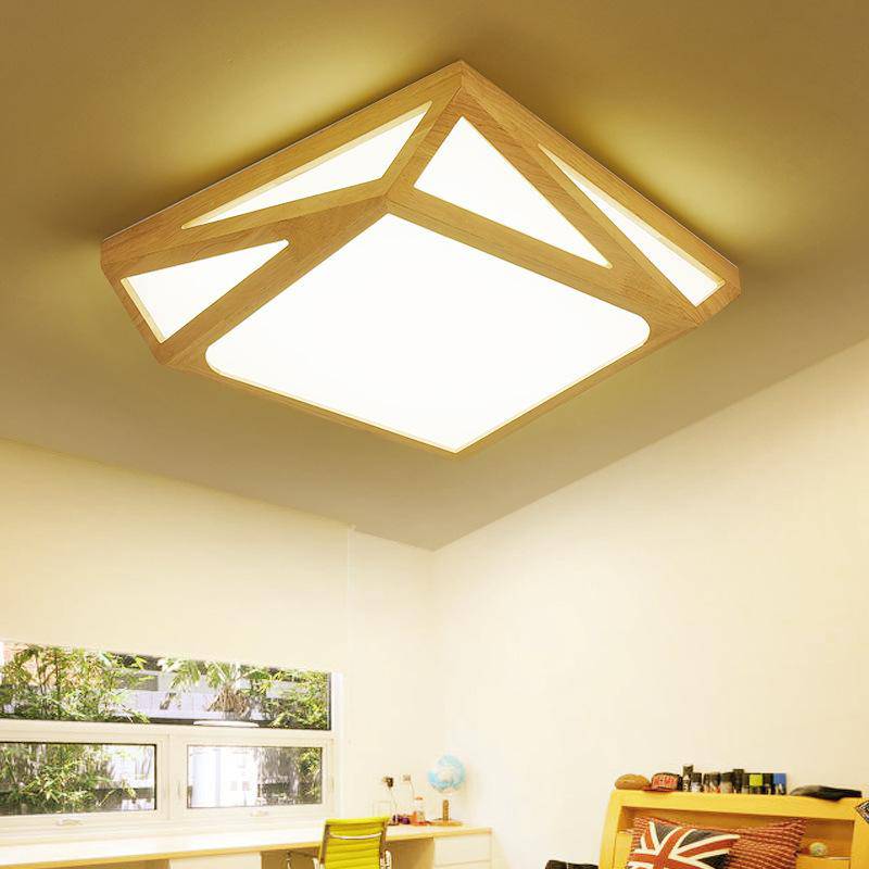 Plafonnier en bois à LED en formes symétriques - vue 3 sur 3