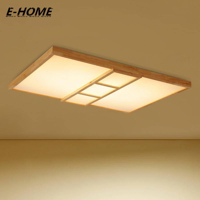 Plafonnier en bois design à LED avec carrés - vue 4 sur 3