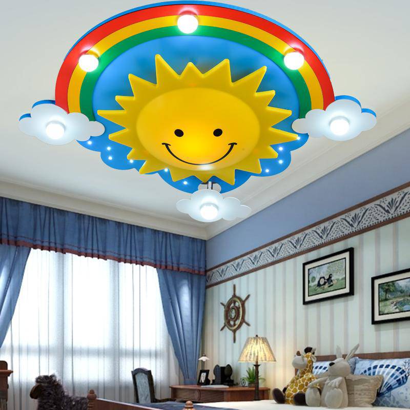 Plafonnier enfant LED ciel avec soleil et arc-en-ciel - vue 3 sur 2