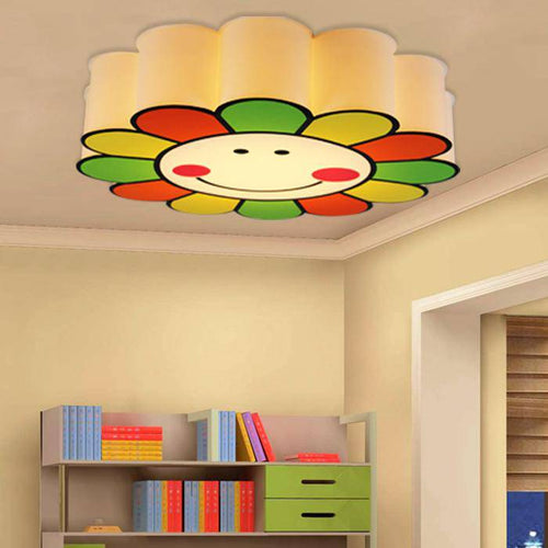 Plafonnier enfant LED en forme de fleur à sourire