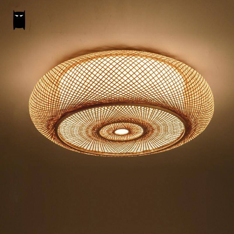 Plafonnier en bambou rond style japonais Woven - vue 4 sur 5