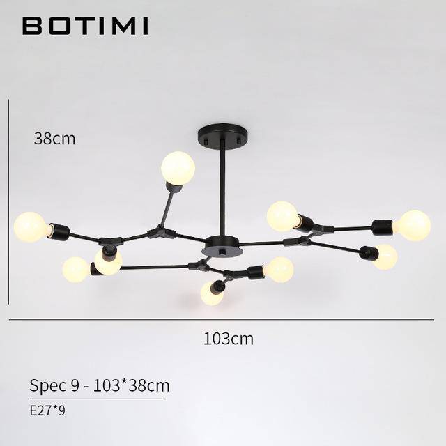 Lustre design à LED avec branches noires Pendente