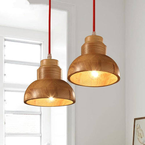 Moderne LED-Pendelleuchte aus Holz mit rundem Lampenschirm Craft - vue 3 sur 6