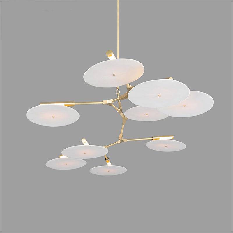 Lustre design LED à branches dorées ou noires et cercles Style - vue 4 sur 9