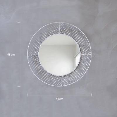 Miroir mural décoratif rond en métal blanc Lattice