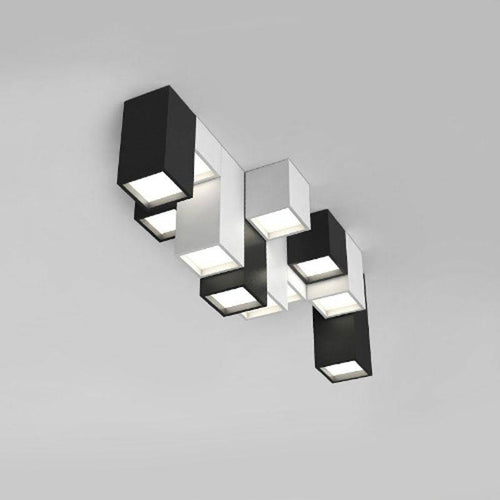 LED-Deckenleuchte geometrisches Design mit rechteckigen Röhren in Schwarz und Weiß - vue 3 sur 6