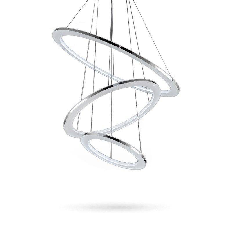 Lustre design avec plusieurs cercles chromés entrelacés Rings - vue 4 sur 6