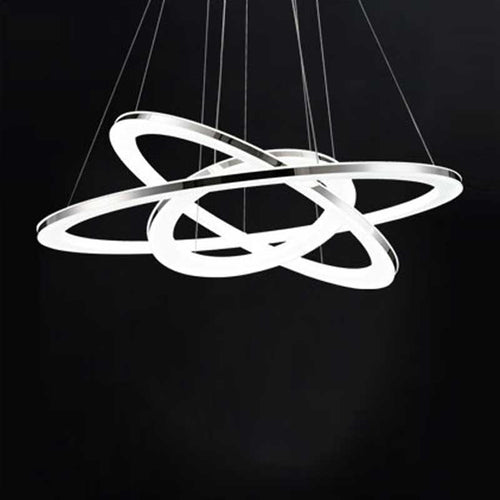 Lustre design avec plusieurs cercles chromés entrelacés Rings