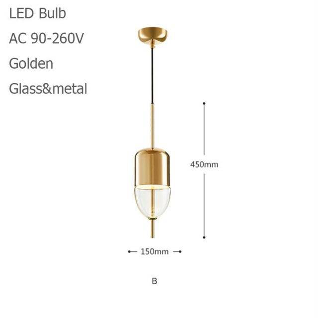 Suspension design LED à forme originale (bleue ou dorée) - vue 6 sur 10