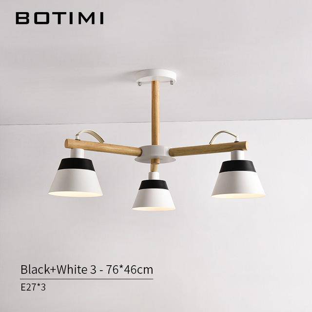 Lustre LED en bois acec abat-jour Nordic - vue 6 sur 12