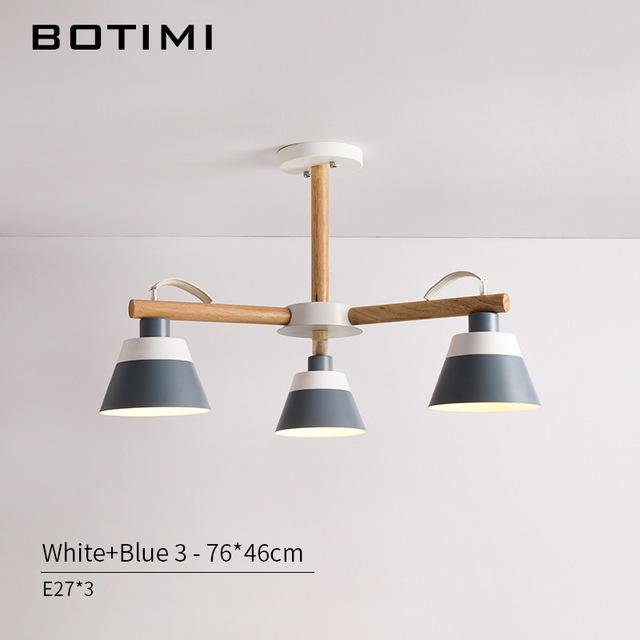 Lustre LED en bois acec abat-jour Nordic